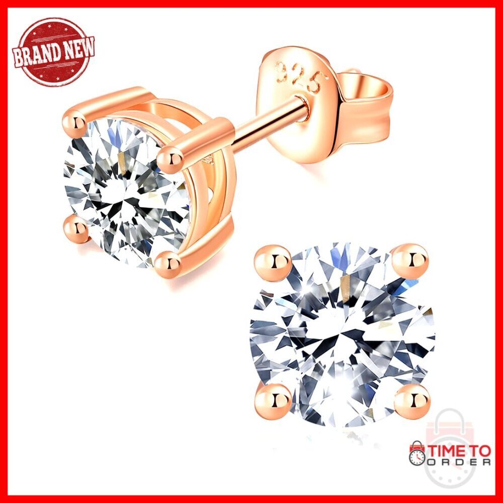 Sterling Silver Moissanite Stud Earrings 1CT Hypoallergenic Push Back